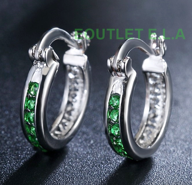 17x14mm GREEN CRYSTAL HUGGIE SILVER EARRINGS